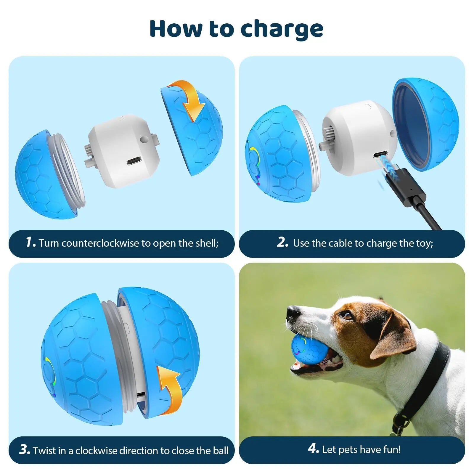 Smart Interactive Ball — Auto-Rolling LED Toy for Dogs